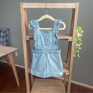 7 for All Mankind Denim Jumper Dress 24M Ruffle Straps Overall Outfit Baby Girl